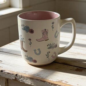 Floral Cowgirl Boot & Horseshoe Mug